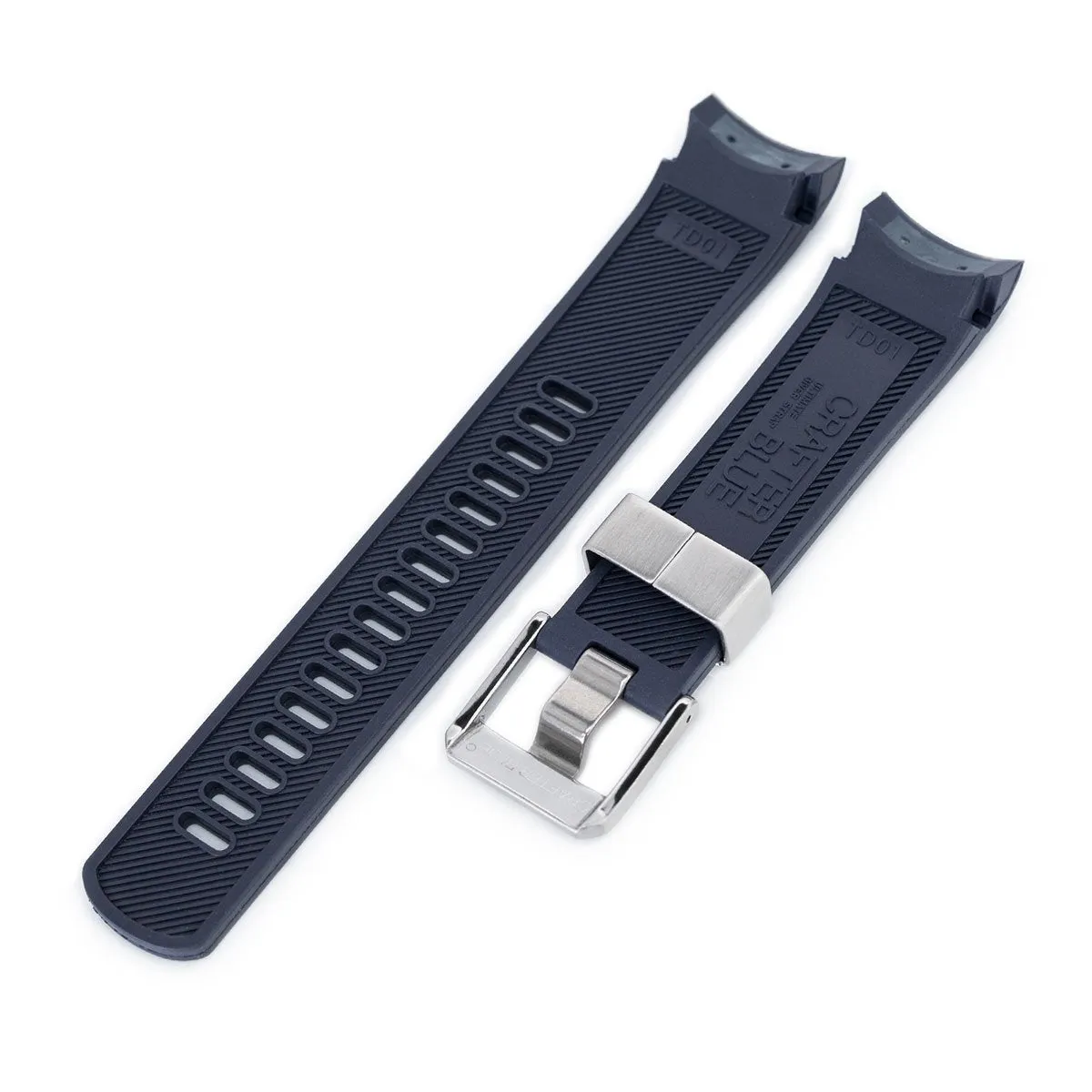 22mm Crafter Blue - Dark Blue Rubber Curved Lug Watch Strap for TUD BB M79230