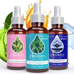 [3PACK] Dermapeutics Hyaluronic Acid Serum for Face, Retinol Serum for Face, Collagen Serum for Face