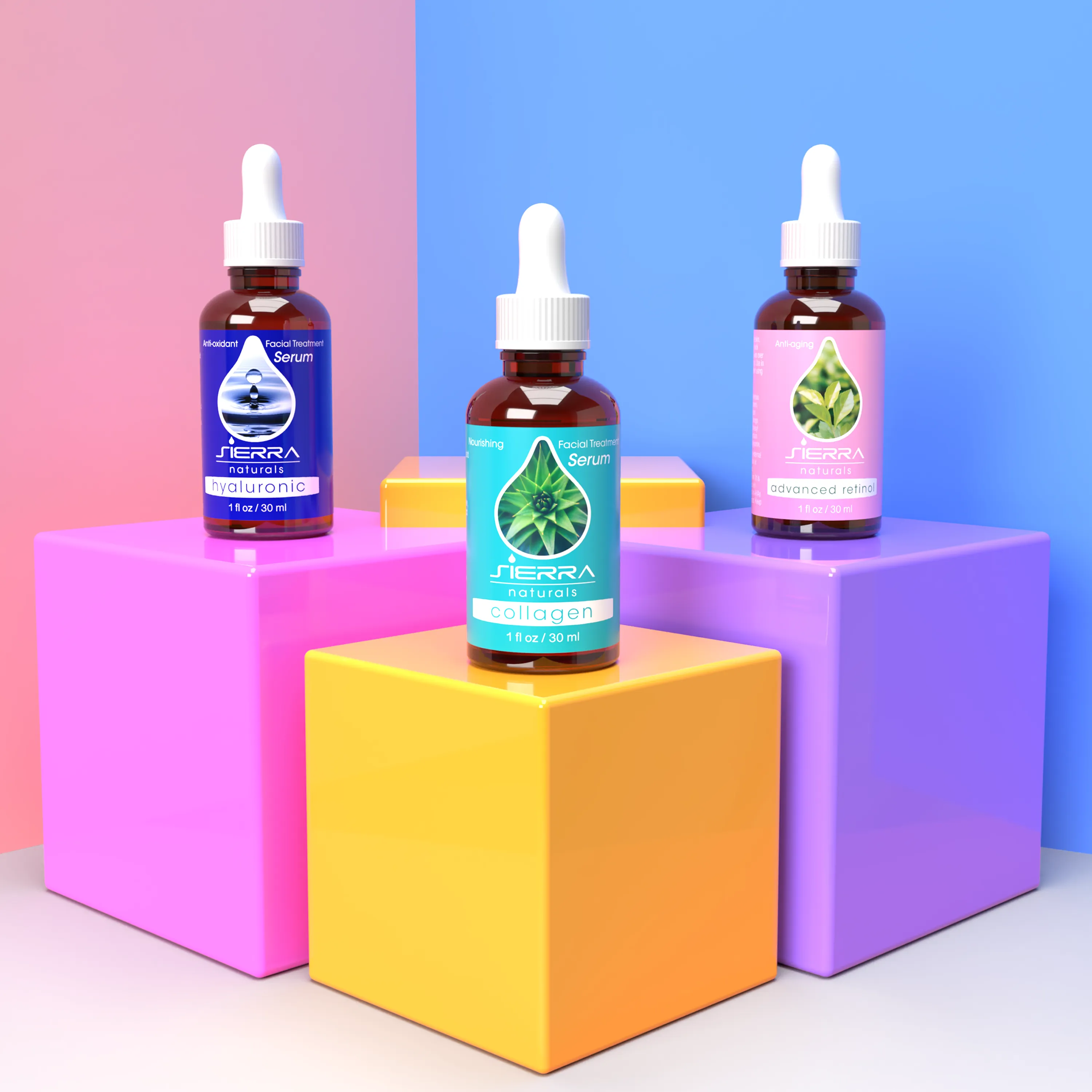 [3PACK] Dermapeutics Hyaluronic Acid Serum for Face, Retinol Serum for Face, Collagen Serum for Face