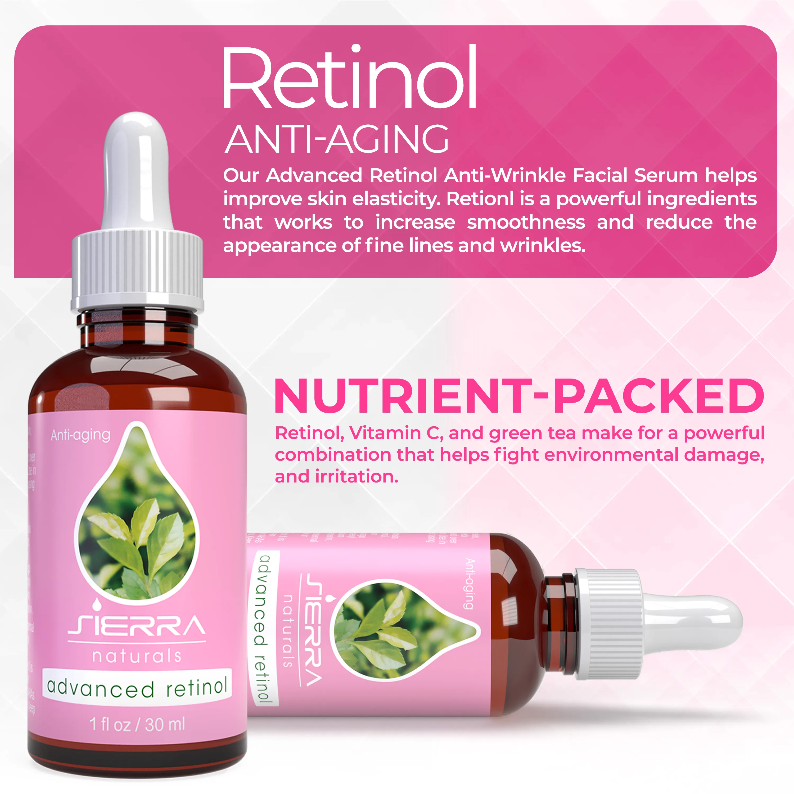 [3PACK] Dermapeutics Hyaluronic Acid Serum for Face, Retinol Serum for Face, Collagen Serum for Face