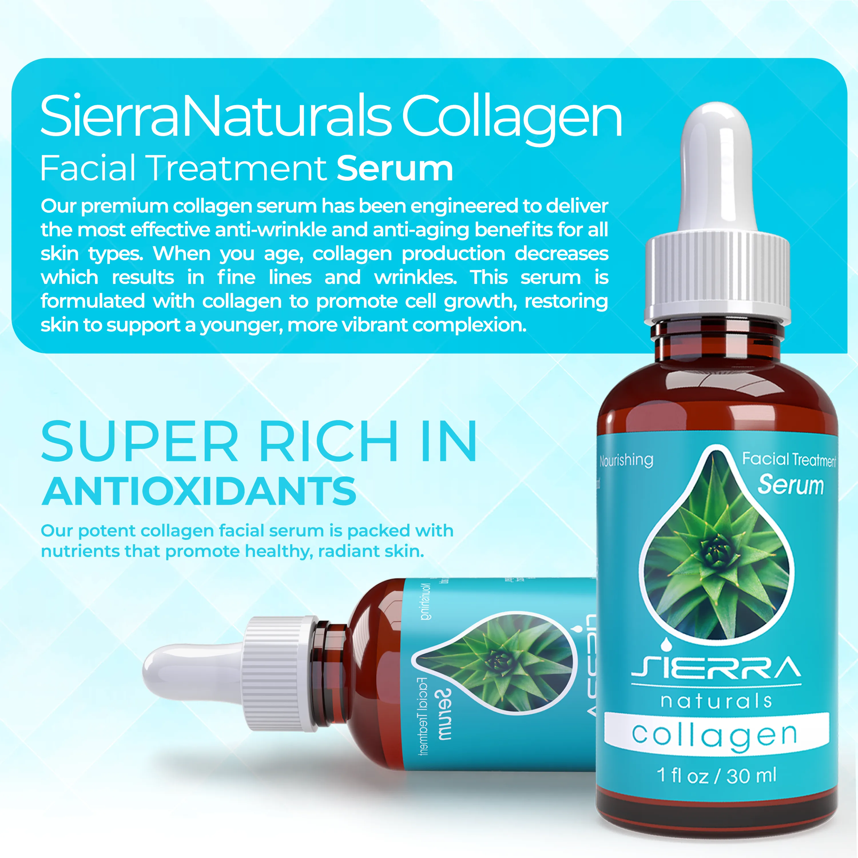 [3PACK] Dermapeutics Hyaluronic Acid Serum for Face, Retinol Serum for Face, Collagen Serum for Face