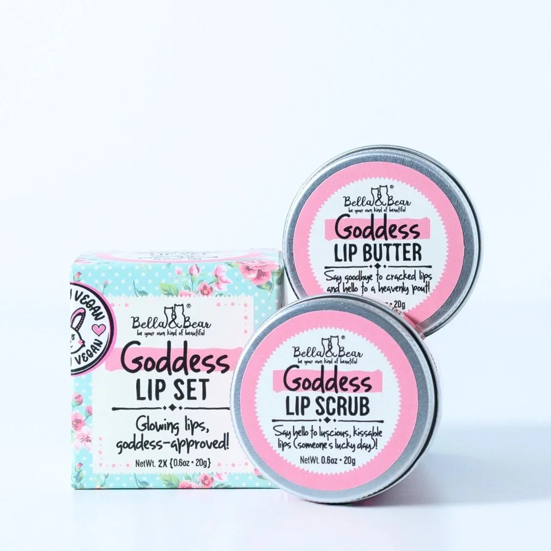 Bella and Bear Goddess Lip Set | Lip Scrub & Lip Butter | Gift Set