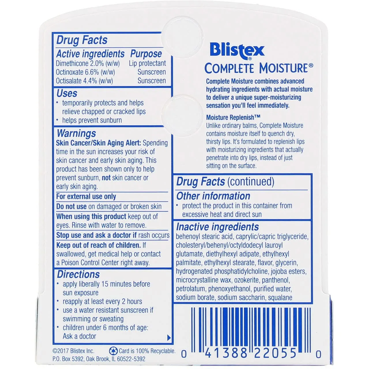 Blistex Complete Moisture Lip Balm with SPF 15