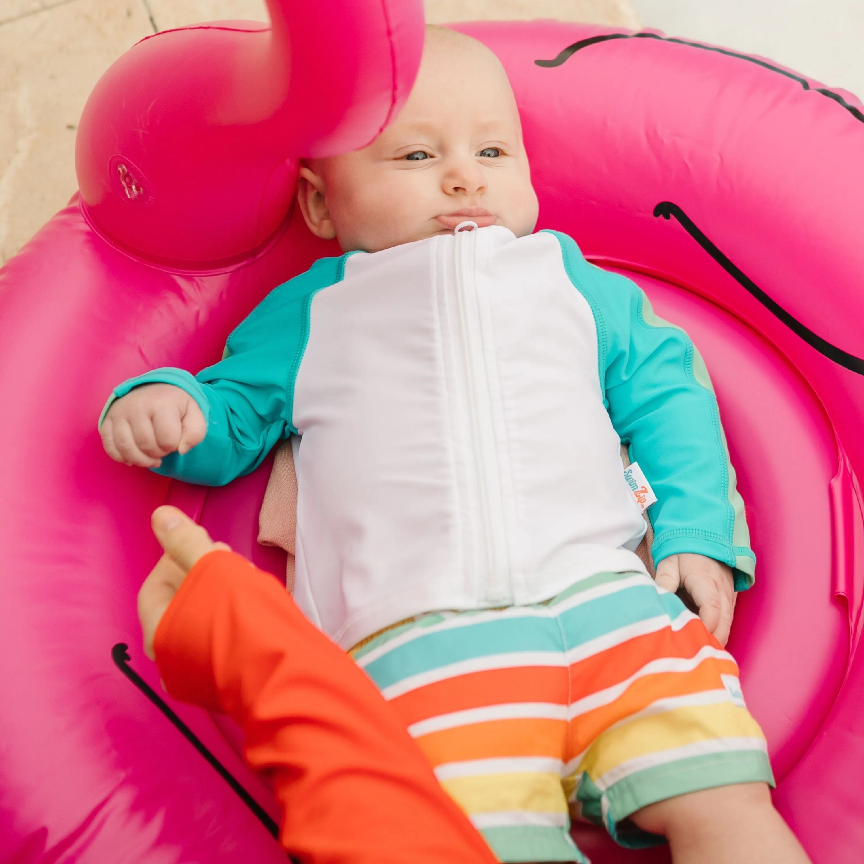 Boys Long Sleeve Zipper Rash Guard and Swim Trunk Set | "Rainbow"