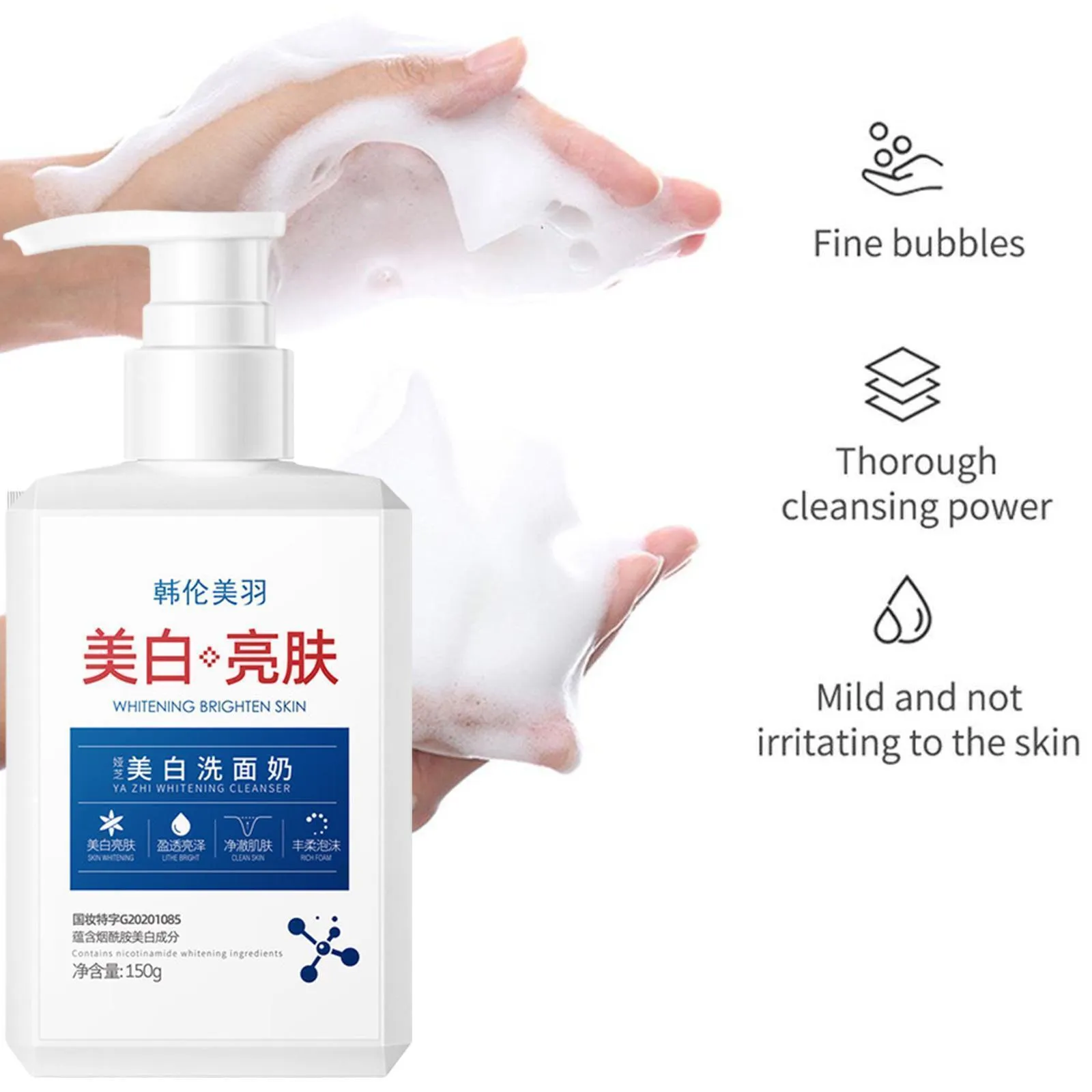 Facial Cleanser Foam Face Wash Whitening Gentle Cleansing GX Beauty Clean