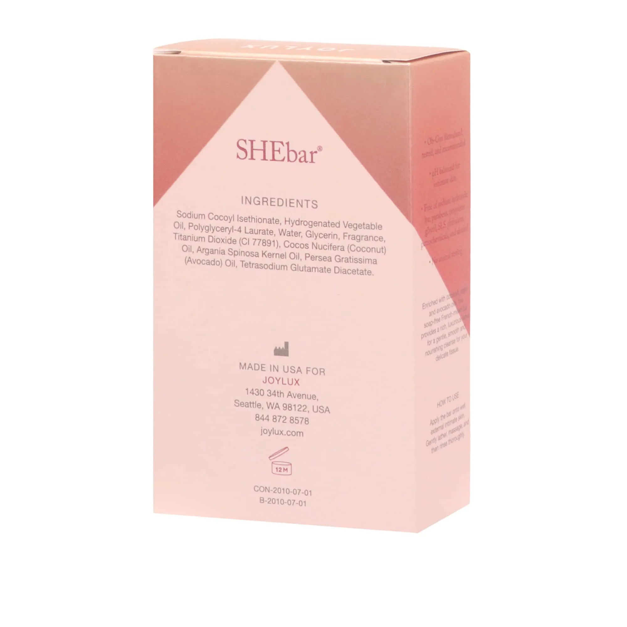 Joylux: SHEbar Intimate Feminine Cleansing Bar with pH-Balanced Formula (3.2oz)