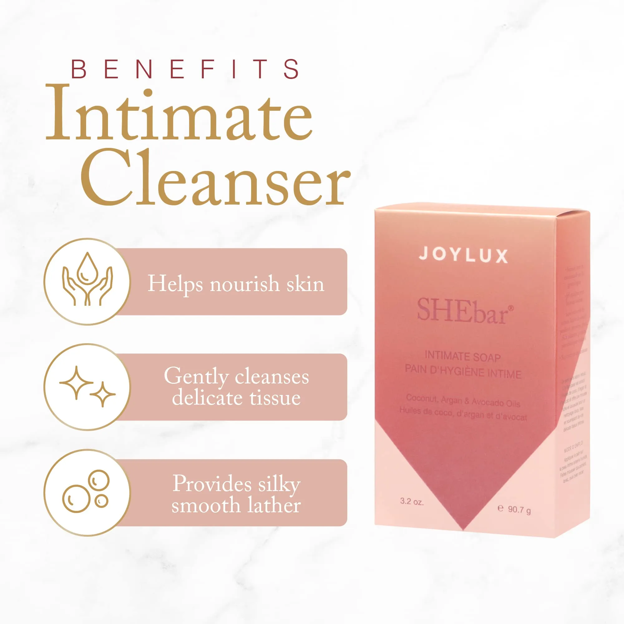 Joylux: SHEbar Intimate Feminine Cleansing Bar with pH-Balanced Formula (3.2oz)
