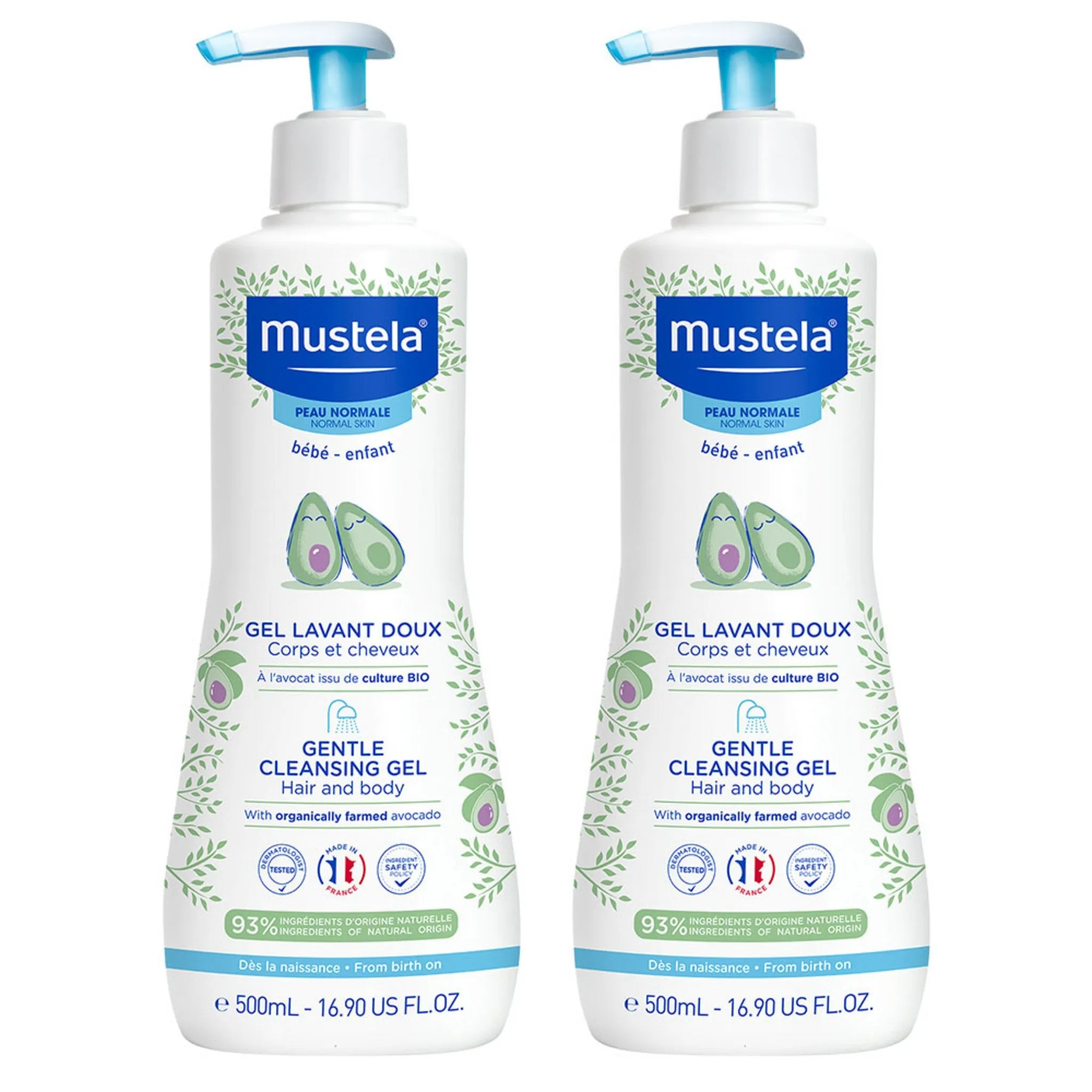 Mustela Gentle Cleansing Gel Body Cleanser, 500ml, 2pcs - Baby Body Wash - 🏆 #21 - Maternity/Baby/Kids - Best of December