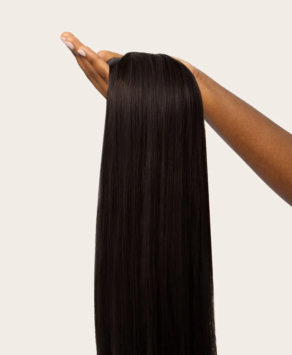 Natural Black, 12" Seamless Clip-In Hair Extensions, 1B | 140g