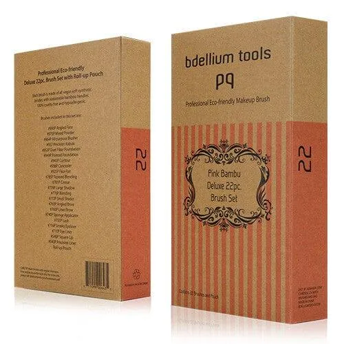 Pink Bambu Deluxe 22pc. Brush Set with Roll-up Pouch