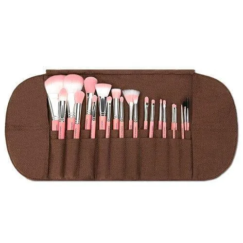 Pink Bambu Deluxe 22pc. Brush Set with Roll-up Pouch