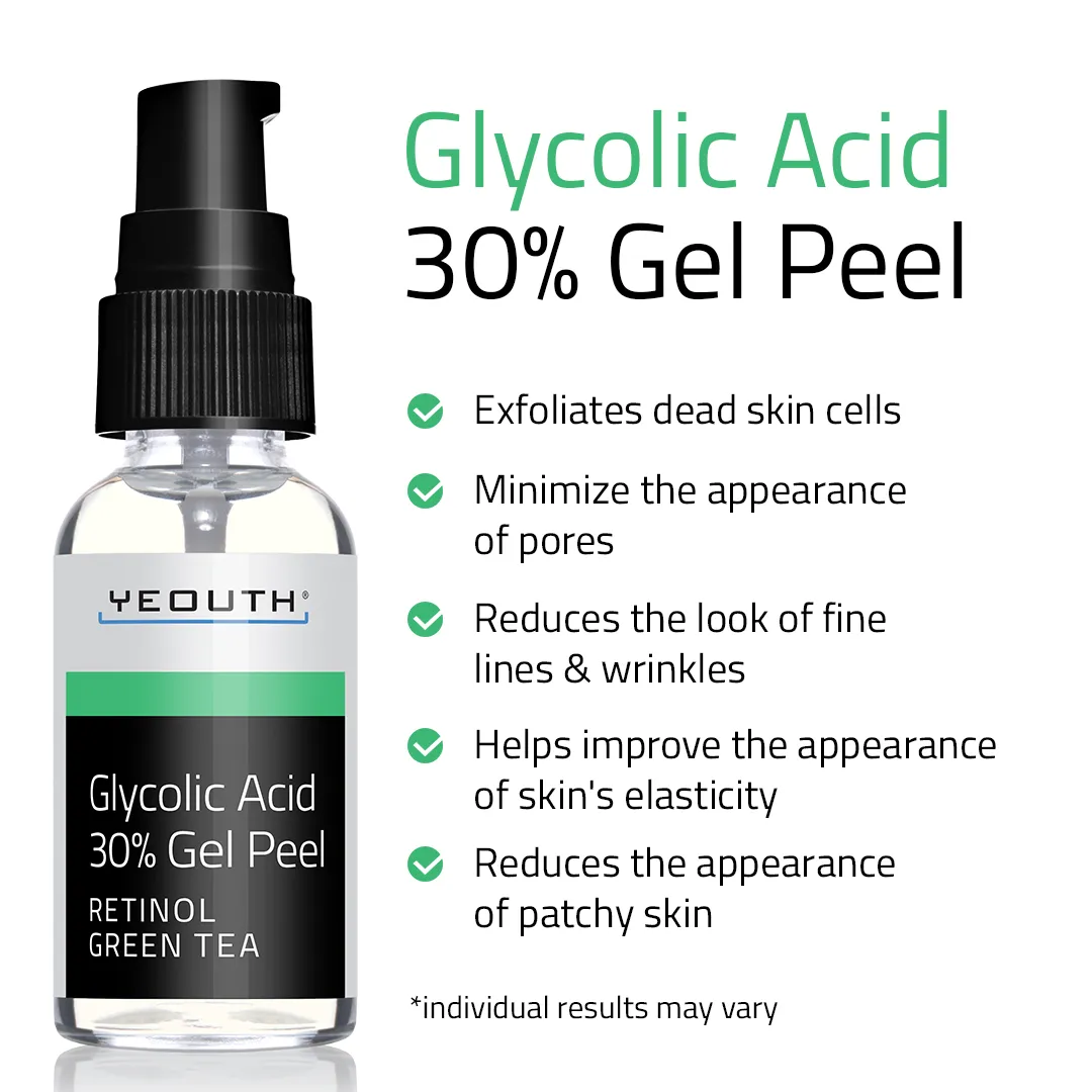 Revitalizing Skincare Essentials: Glycolic Acid 30% Gel Peel 1 oz,  Anti-Aging Super Serum 1 oz, Anti-Aging Moisturizer L22 1 oz & Neck Firming Cream 2 oz