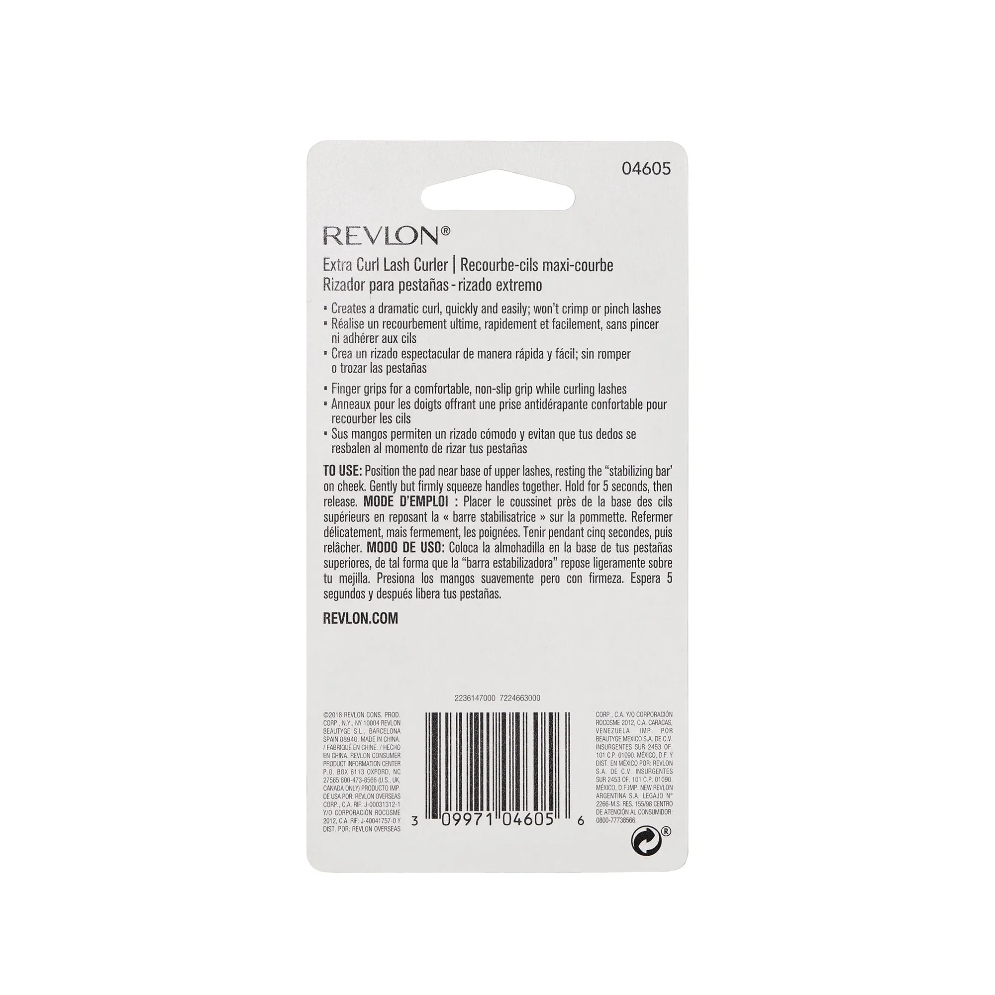 Revlon Extra Curl Eyelash Curler, Non Slip Finger Grip, Black