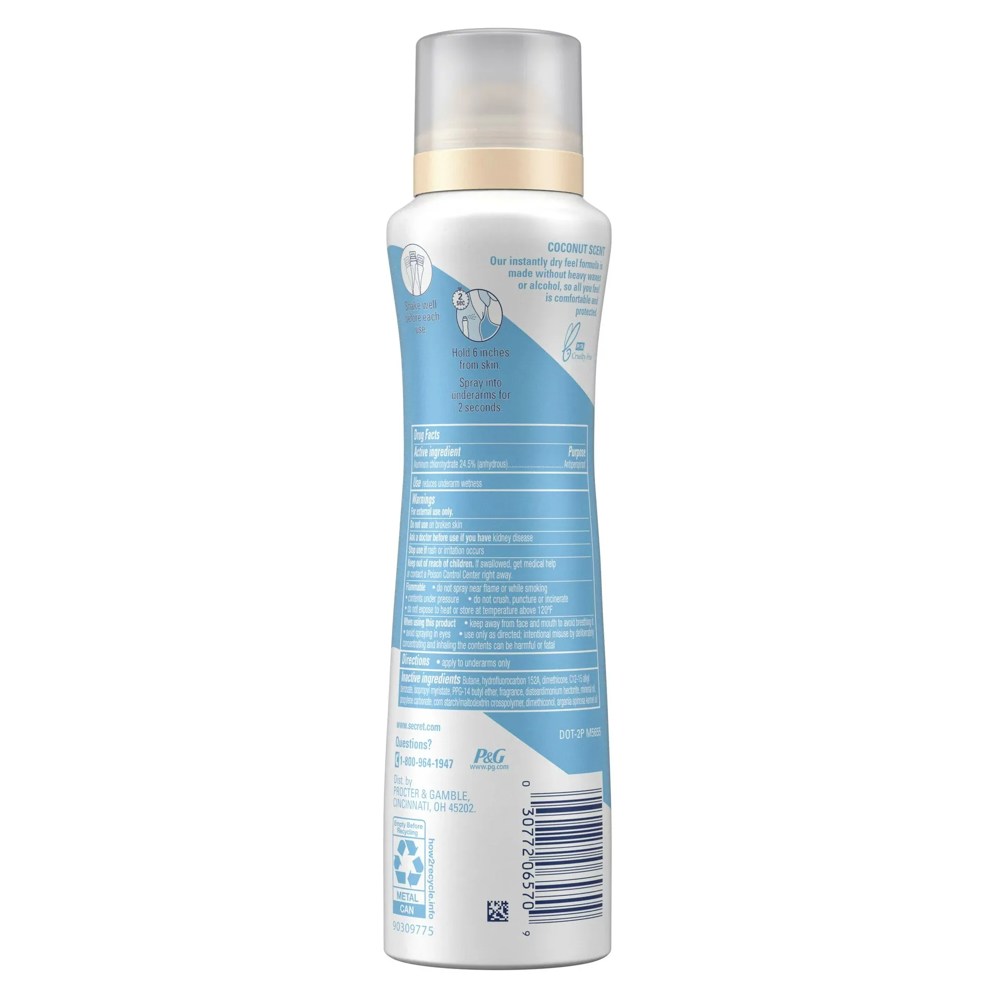 SECRET WEIGHTLESS DRY SPRAY COCONUT 4.1 Oz