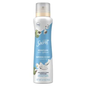 SECRET WEIGHTLESS DRY SPRAY COCONUT 4.1 Oz