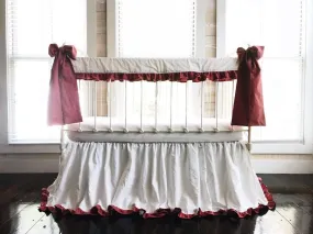 White and Blush Ruffled Crib Bedding Set