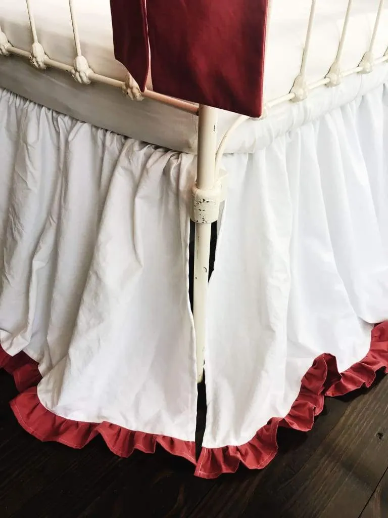 White and Blush Ruffled Crib Bedding Set