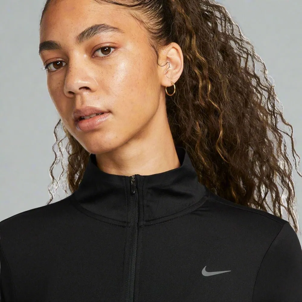 Womens Dri-FIT Swift Element UV 1/4-Zip Running Top - Black