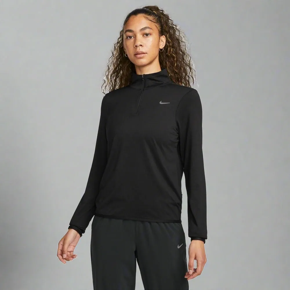 Womens Dri-FIT Swift Element UV 1/4-Zip Running Top - Black